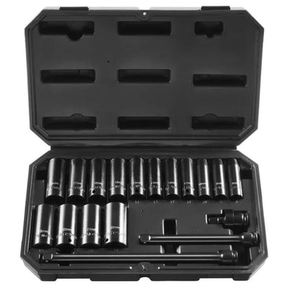 VEVOR Impact Sockets Set 18pcs 6-Point 3 8 Drive Bit Ratchet Tool Kit