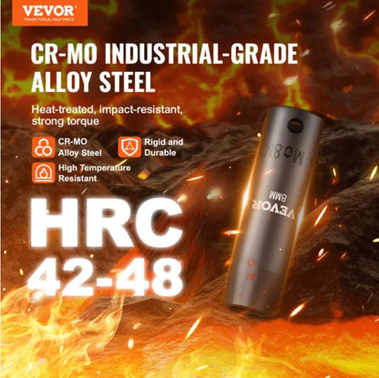 VEVOR Impact Sockets Set 18pcs 6-Point 3 8 Drive Bit Ratchet Tool Kit