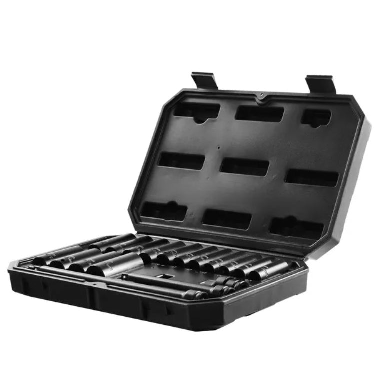 VEVOR Impact Sockets Set 18pcs 6-Point 3 8 Drive Bit Ratchet Tool Kit